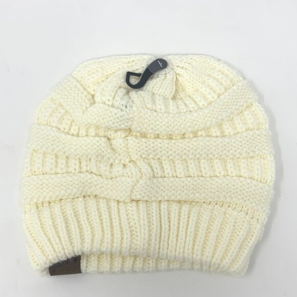 C&C acrylic knit beanie in the color ivory. NWT - Picture 3 of 5